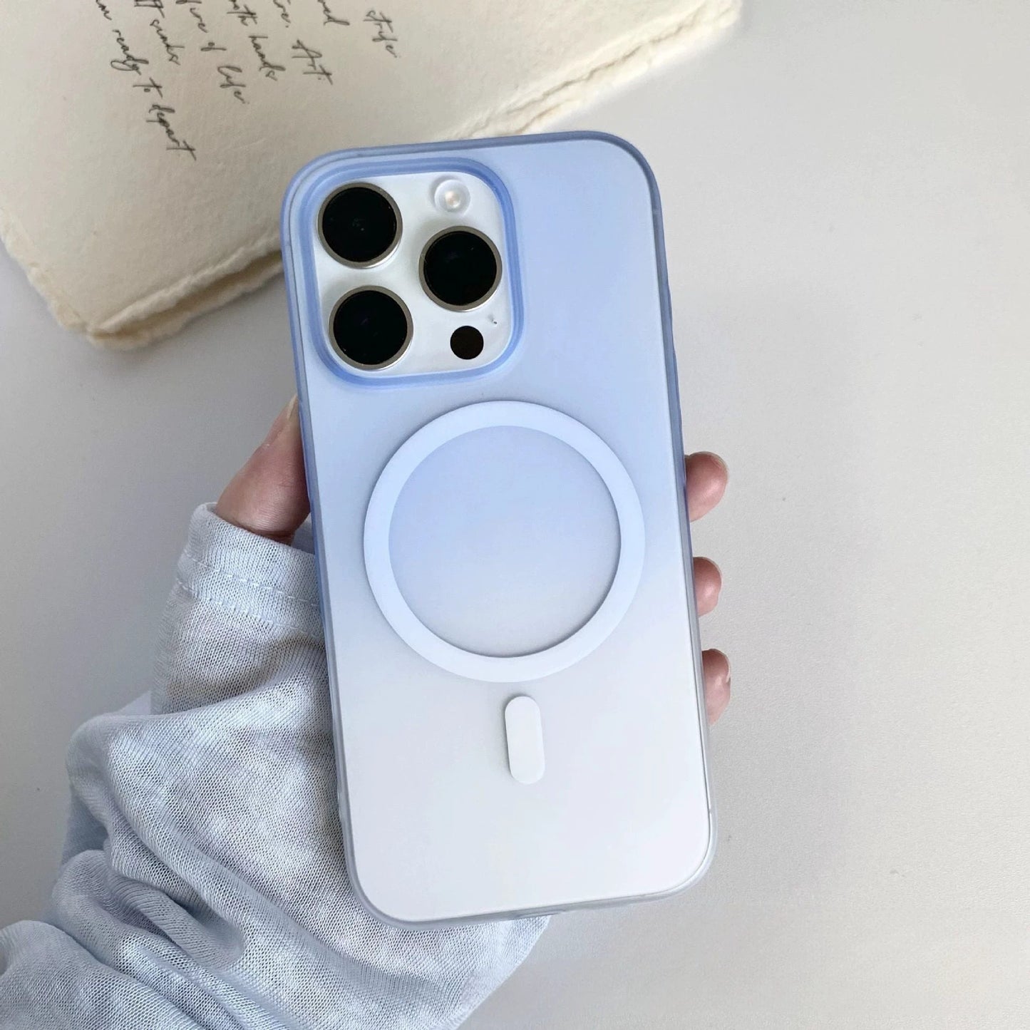 Gradient Frosted Ice Mist Magnetic Suction Phone Case Ultra-thin PC Drop-resistant Sheath by GJG Denim