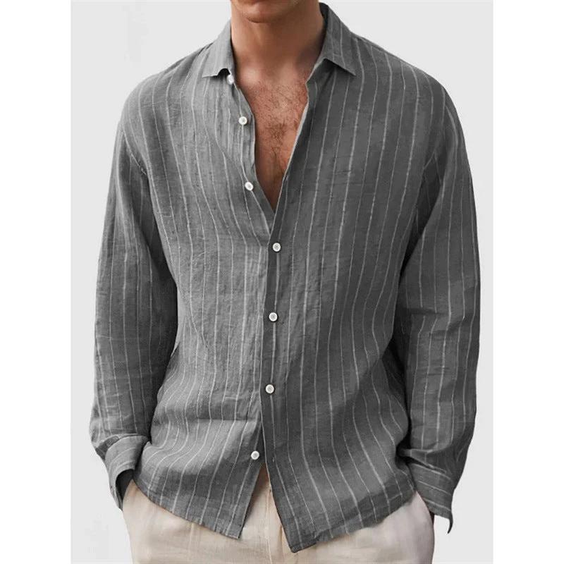 Long Sleeve Men's Shirt Striped Print by GJG Denim