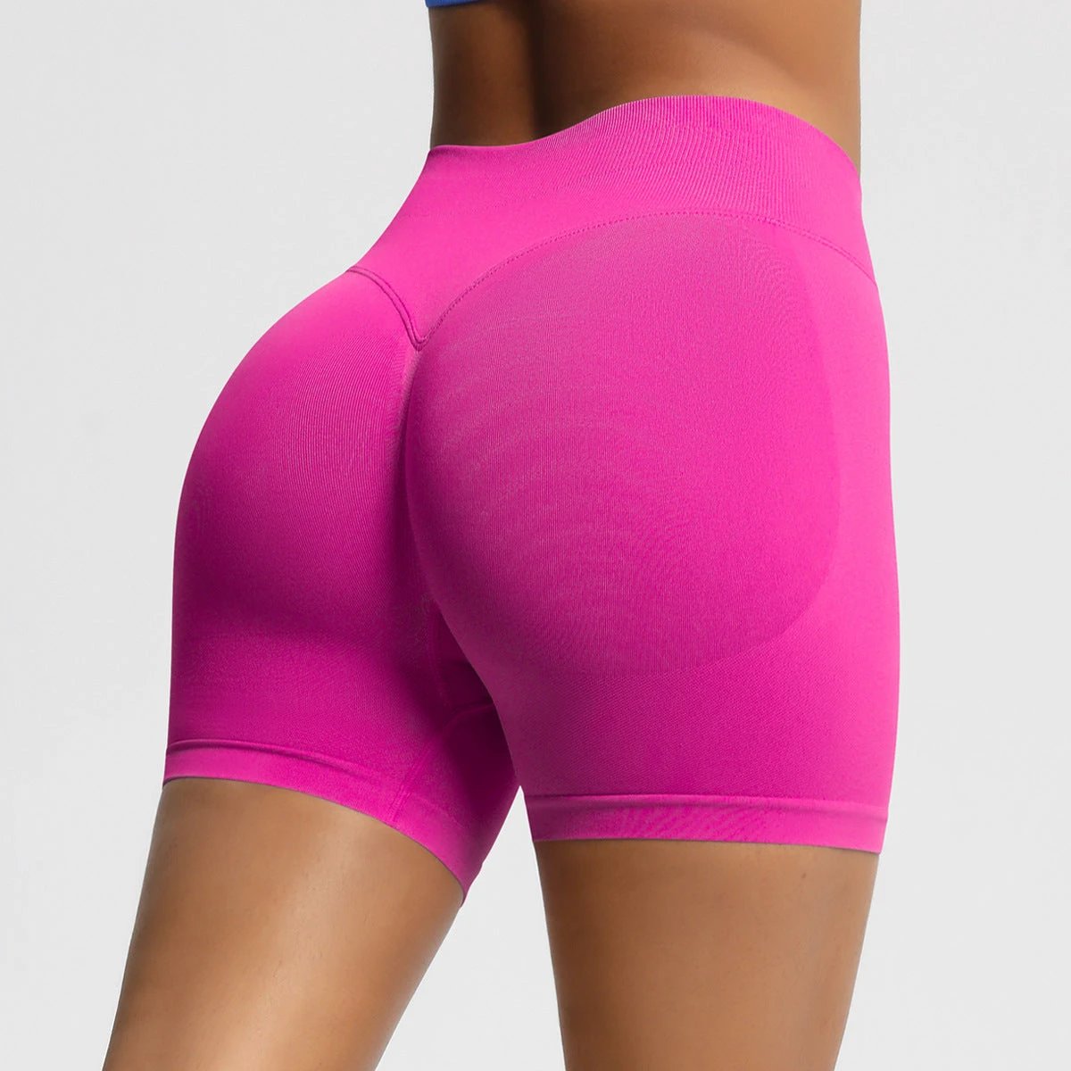 Seamless Three-section Waist Fitness Shorts Women's High Top Sports Yoga Shorts by GJG Denim