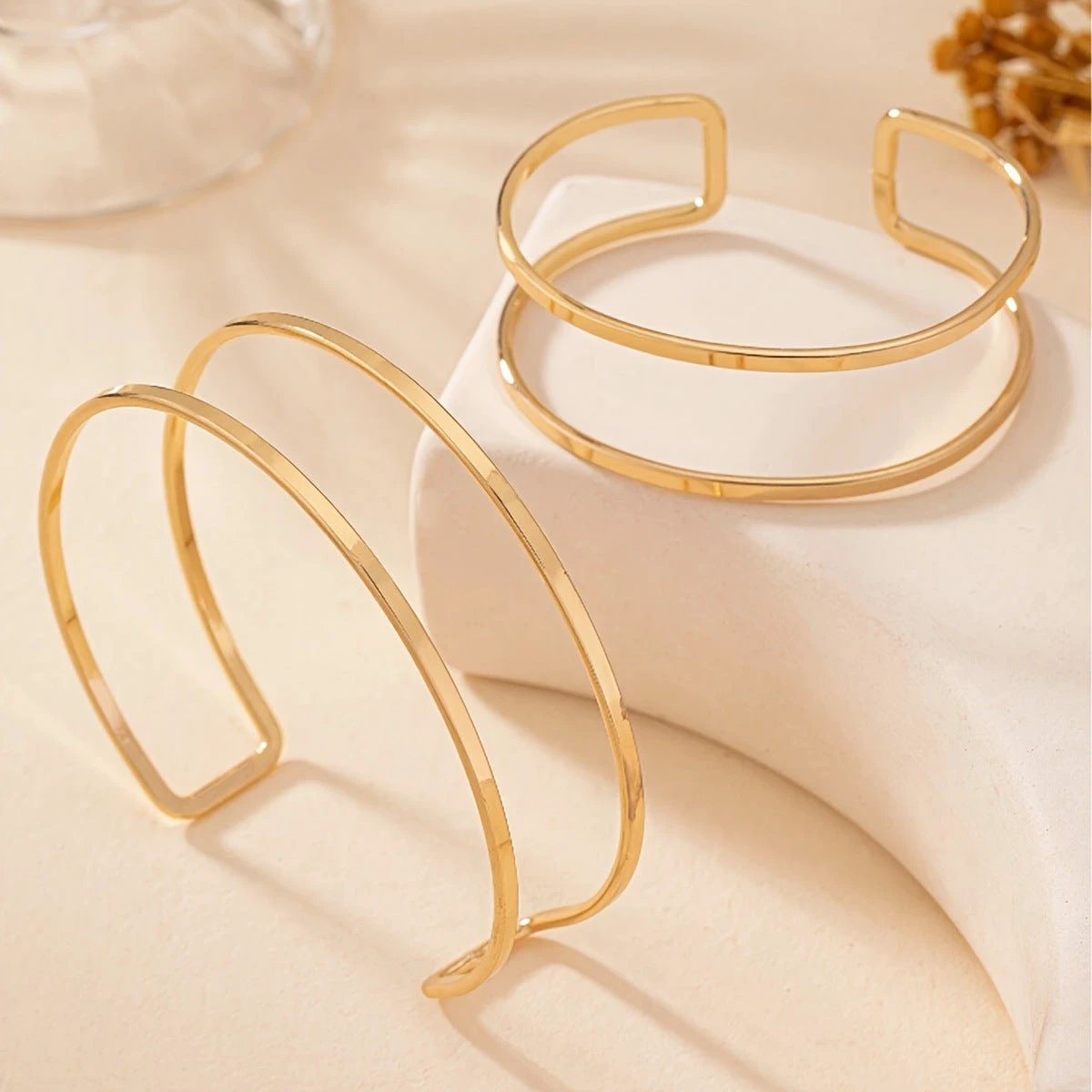 Double-layer Hollow Gold Bangle Bracelet Ladies by GJG Denim