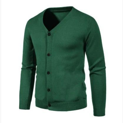 Men's V-neck Knitwear Cardigan Sweater by GJG Denim