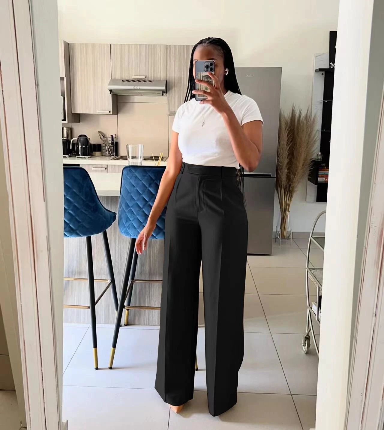 Women's High Waist Straight-leg Wide-leg Pants by GJG Denim