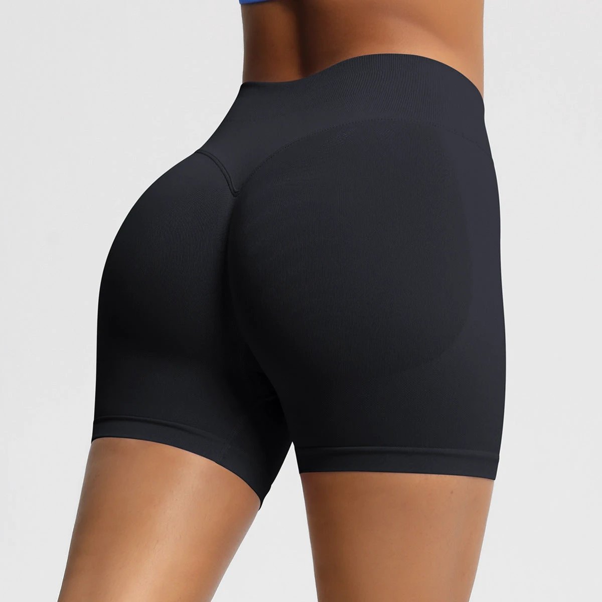 Seamless Three-section Waist Fitness Shorts Women's High Top Sports Yoga Shorts by GJG Denim