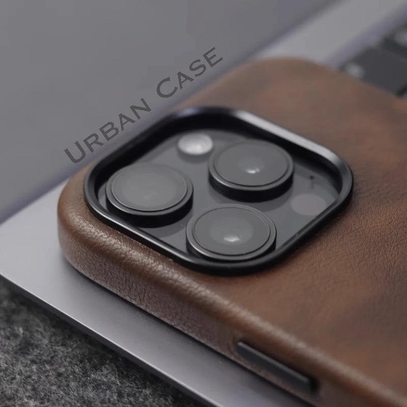 Leather Magnetic Retro Mobile Phone Protective Case by GJG Denim