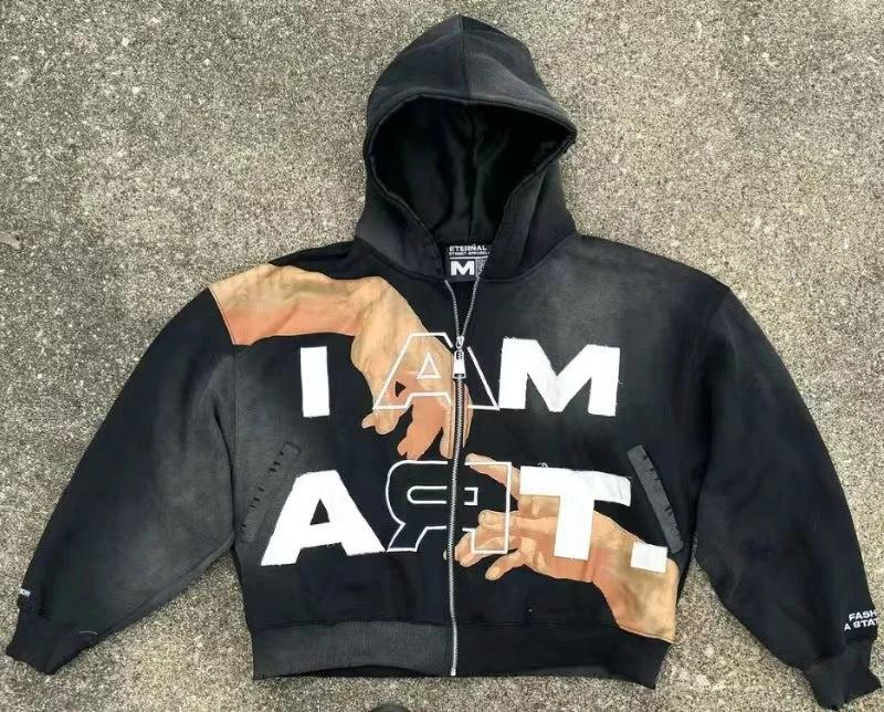 Niche Pullover Outer Wear Hooded Top Men by GJG Denim
