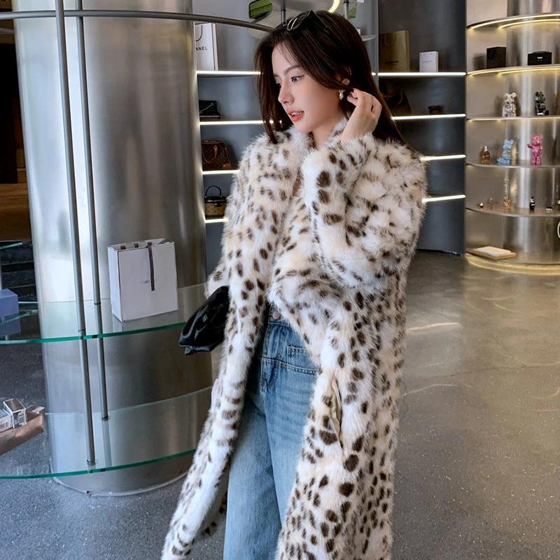Korean Weaving Lapel Ruffled Fur Trench Coat by GJG Denim