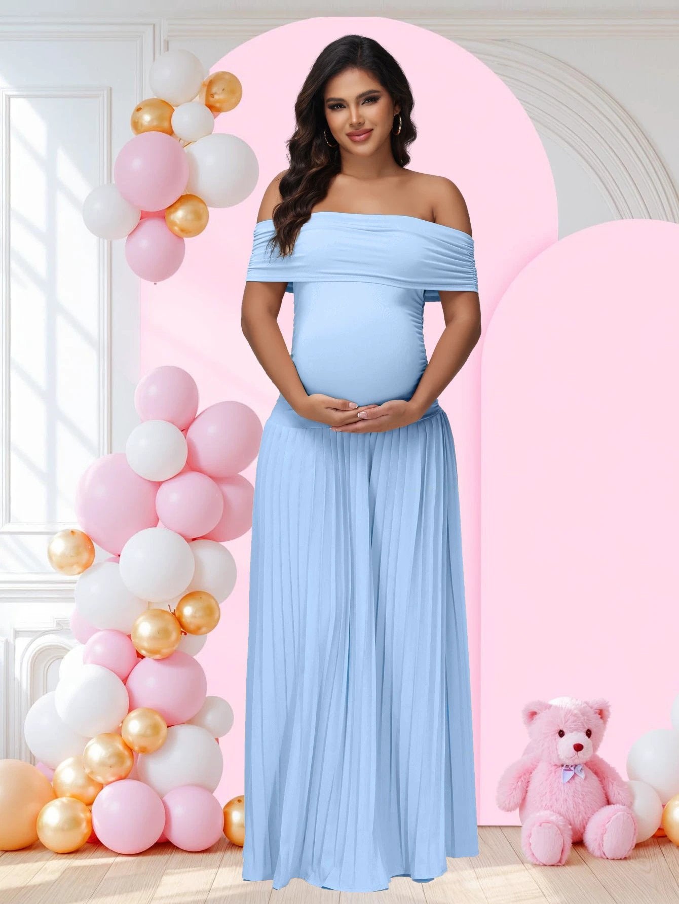 Summer New Off-shoulder Pleated Dress by GJG Denim