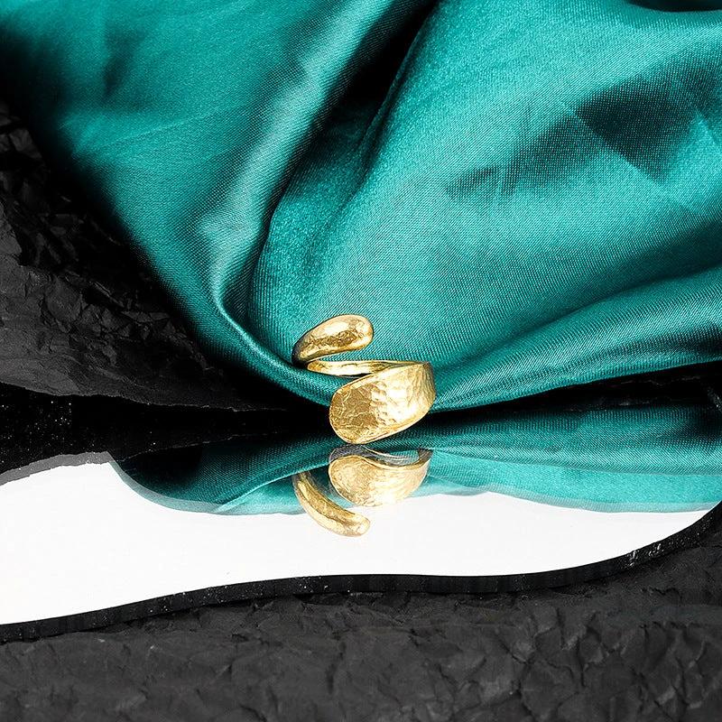 Irregular Concave And Convex Water Drop Gold And Silver Ring by GJG Denim