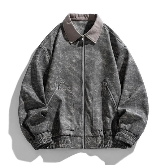 Men's Retro PU Leather Jacket by GJG Denim