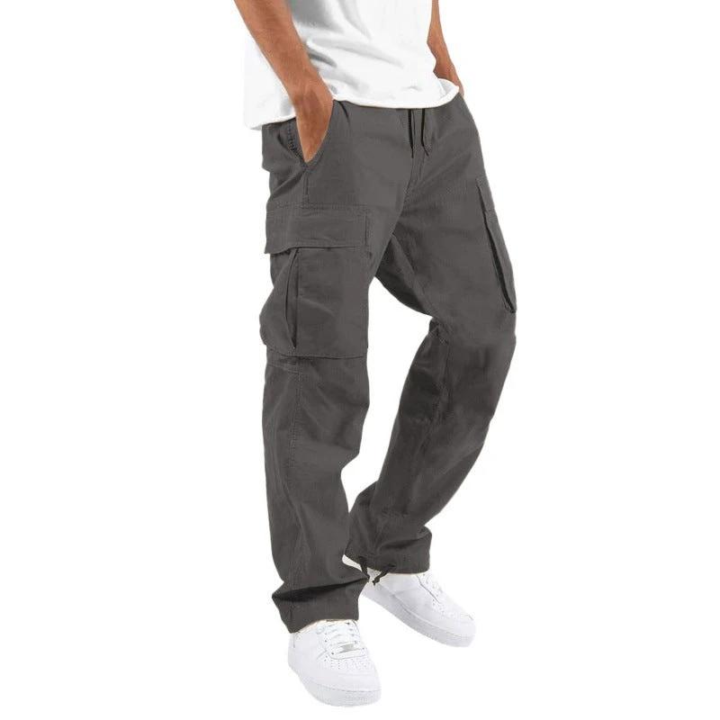Trade Drawstring Multi-pocket Casual Trousers by GJG Denim