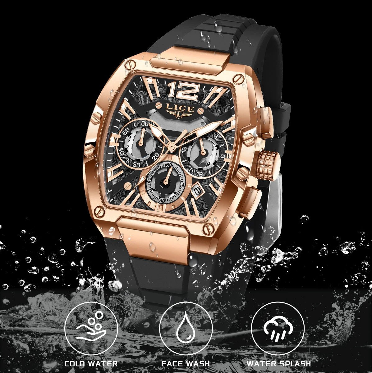 Men's Sports Multifunctional Waterproof Luminous Calendar Watch by GJG Denim