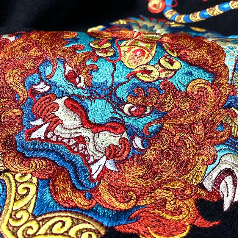 Men's Chinese-style Heavy-duty Embroidered Jacket by GJG Denim