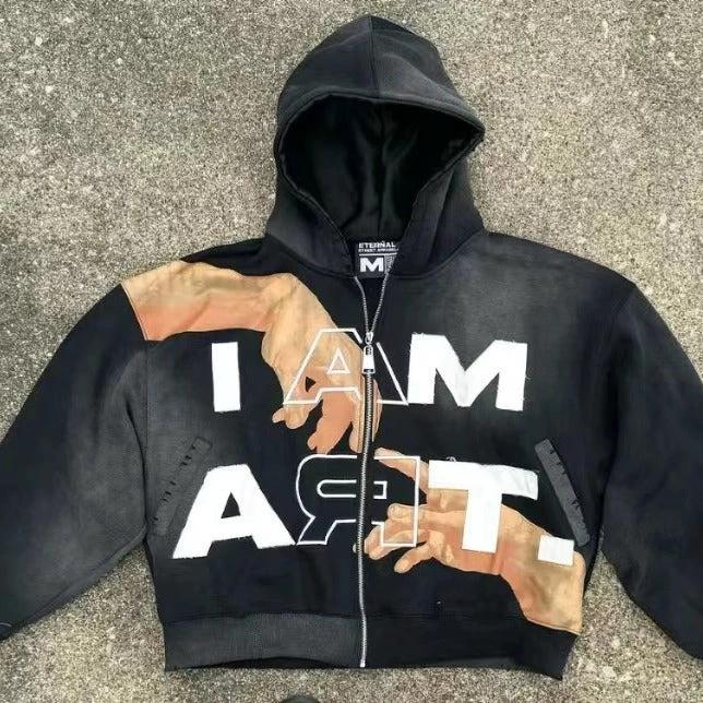 Niche Pullover Outer Wear Hooded Top Men by GJG Denim