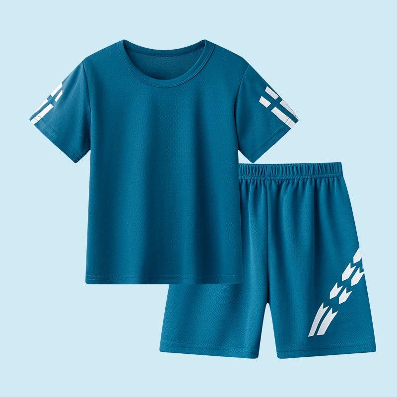 Children's Short Sleeve Quick Drying Clothes Suit Outdoor Breathable Sportswear by GJG Denim