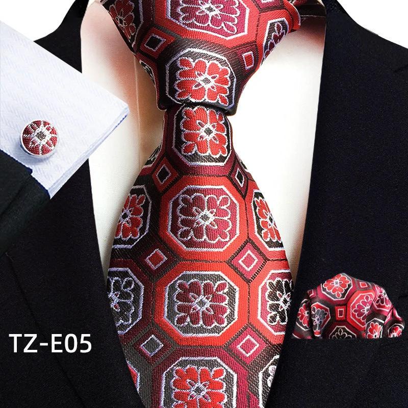 Men's Paisley Tie Square Scarf Pocket Square Cufflinks Three-piece Set by GJG Denim