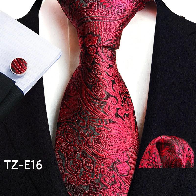 Men's Paisley Tie Square Scarf Pocket Square Cufflinks Three-piece Set by GJG Denim