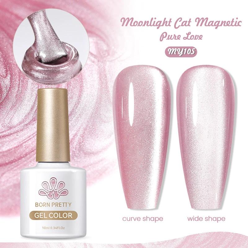Mirror Porcelain White Cat's Eye White Moonlight Gel Nail Polish by GJG Denim