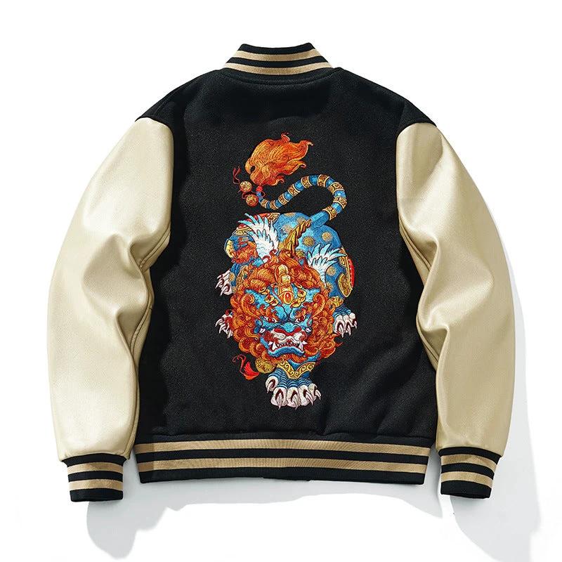 Men's Chinese-style Heavy-duty Embroidered Jacket by GJG Denim