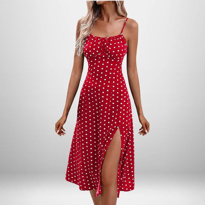 European And American Amazon New Women's Fashion Printed Self-tie Slit Sling Dress by GJG Denim