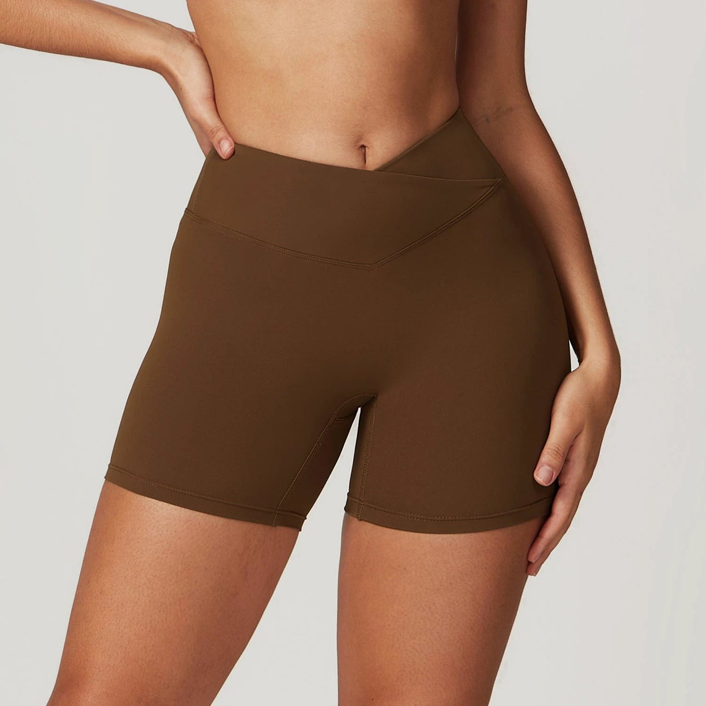 Cross High Waist Workout Shorts For Women by GJG Denim