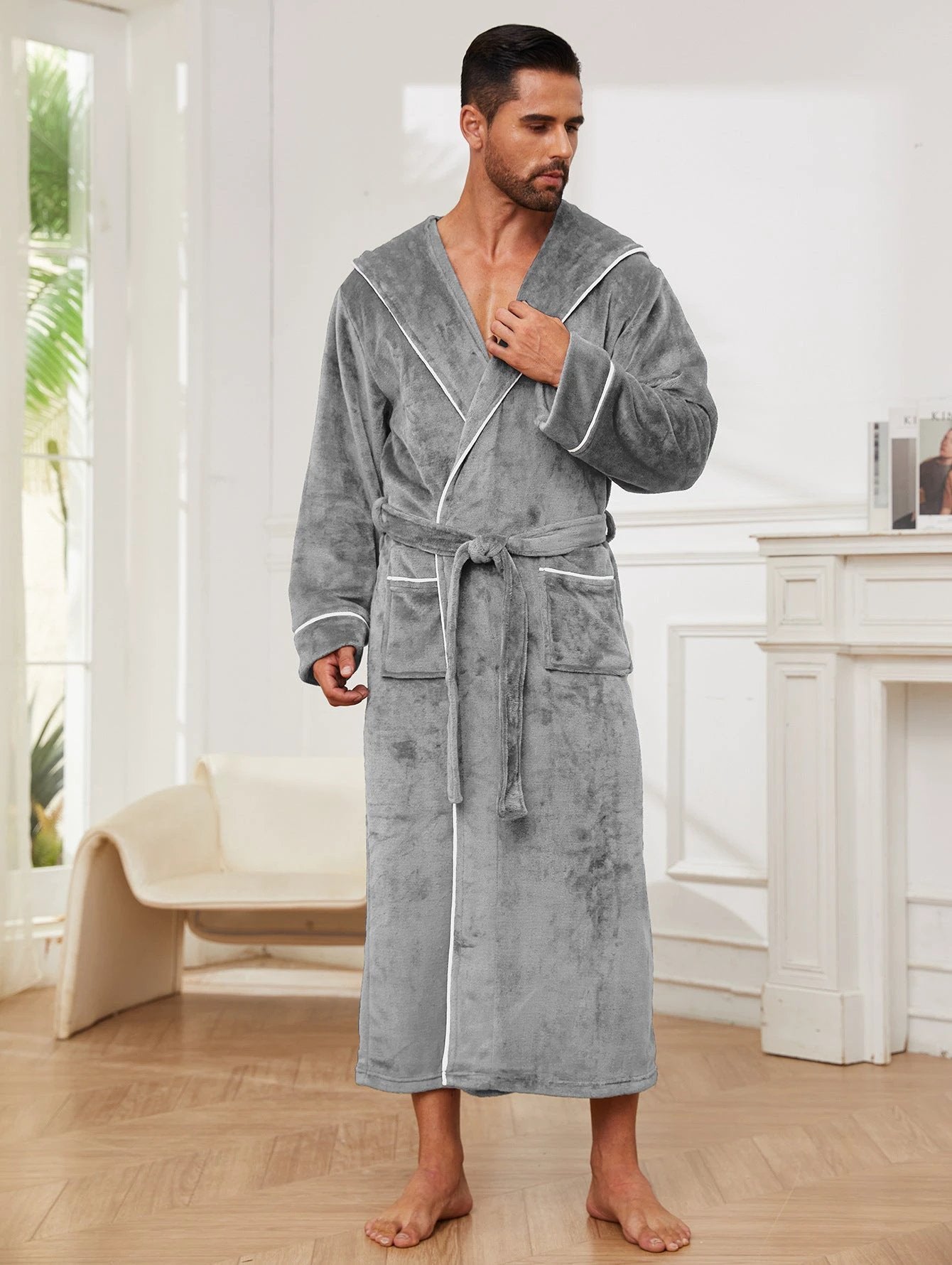 Fashion Men's Flannel Bathrobe Pajamas Women by GJG Denim