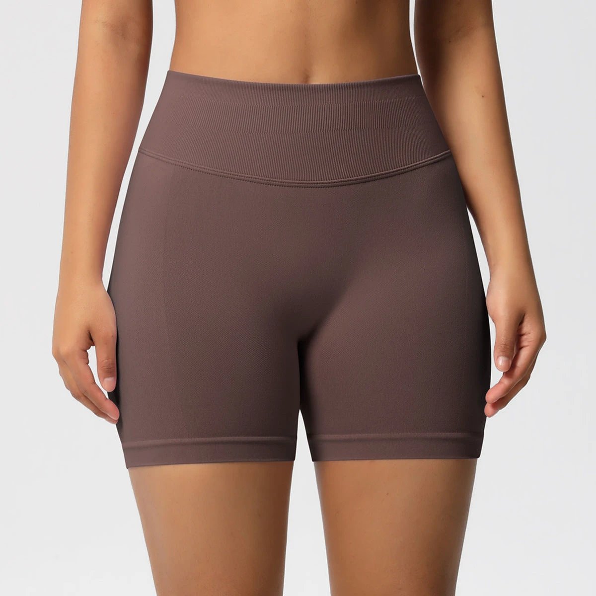 Seamless Three-section Waist Fitness Shorts Women's High Top Sports Yoga Shorts by GJG Denim