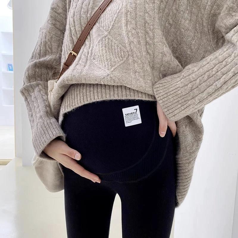 Not Tight Belly Casual Leggings High Elastic Maternity Belly Support Pants by GJG Denim