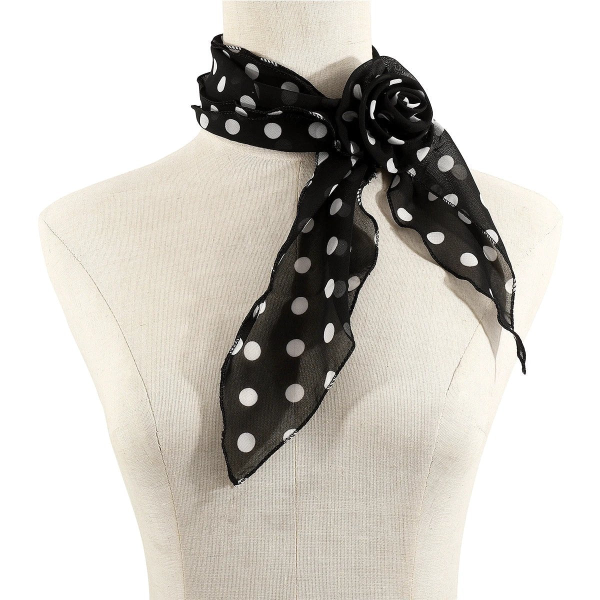 Silk Scarf Strip High-grade Leopard Print Polka Dot Rose by GJG Denim