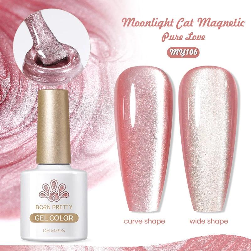 Mirror Porcelain White Cat's Eye White Moonlight Gel Nail Polish by GJG Denim