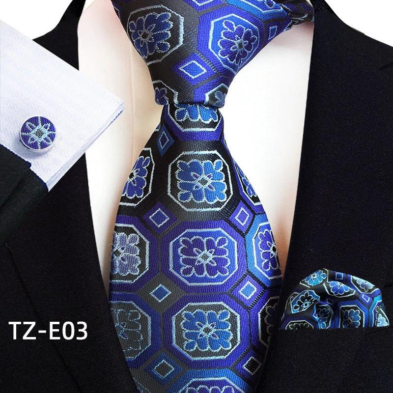 Men's Paisley Tie Square Scarf Pocket Square Cufflinks Three-piece Set by GJG Denim