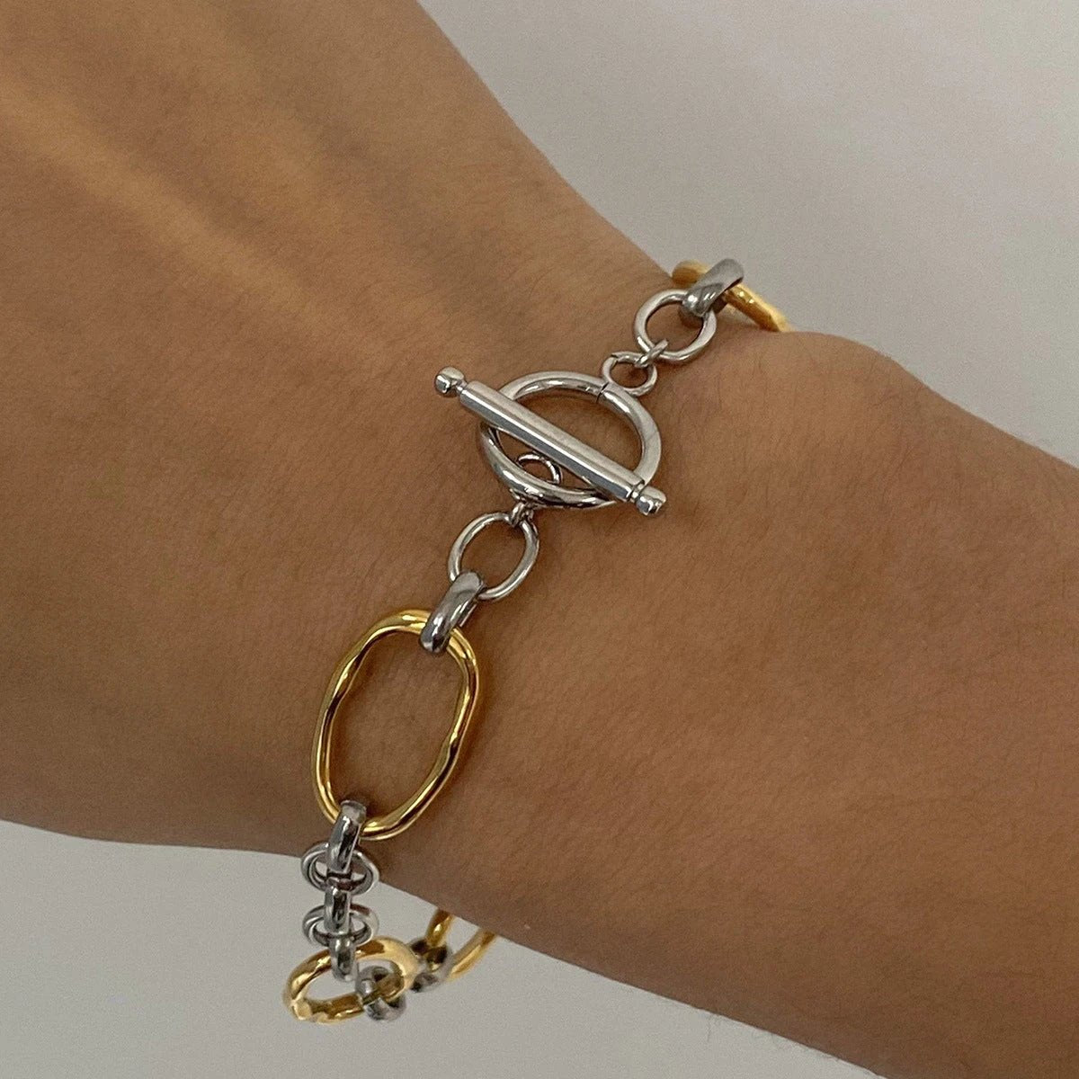 European And American Stainless Steel Color Matching Bracelet High Sense Style by GJG Denim