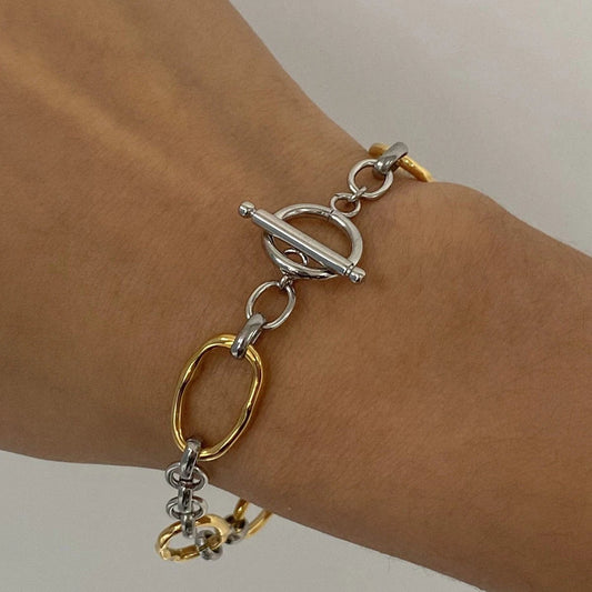 European And American Stainless Steel Color Matching Bracelet High Sense Style by GJG Denim