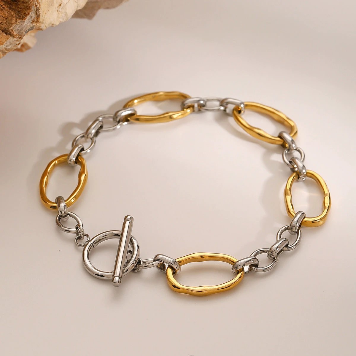 European And American Stainless Steel Color Matching Bracelet High Sense Style by GJG Denim