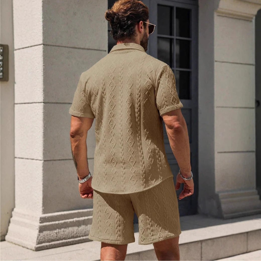 Men's Shirt Casual Loose Short Sleeves Shorts by GJG Denim