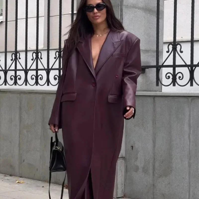 Elegant Retro Wine Red Jacket Trench Coat Women by GJG Denim