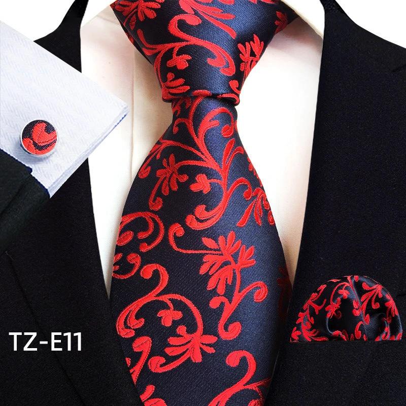 Men's Paisley Tie Square Scarf Pocket Square Cufflinks Three-piece Set by GJG Denim