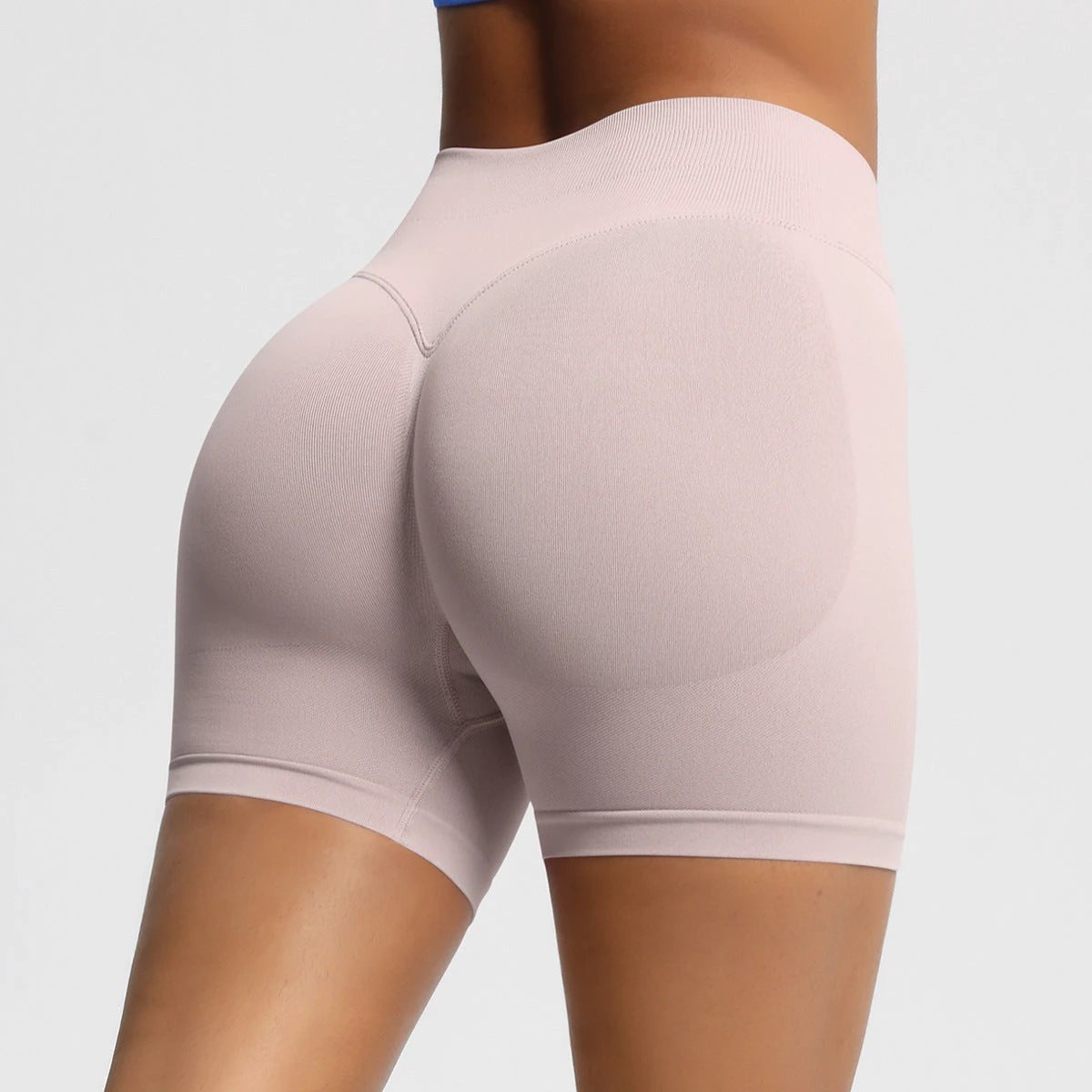 Seamless Three-section Waist Fitness Shorts Women's High Top Sports Yoga Shorts by GJG Denim