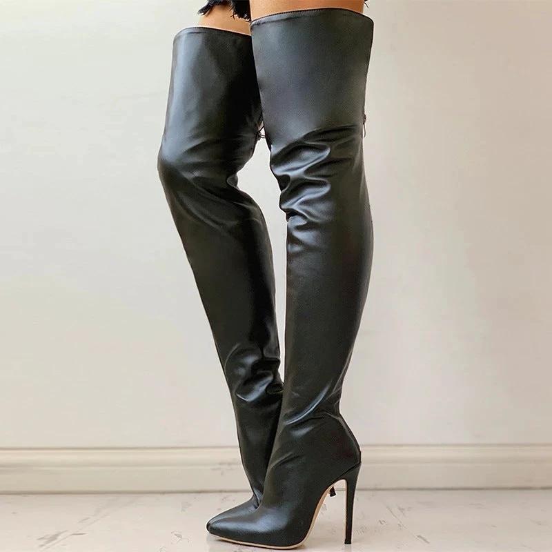 Personality Below The Knee Plus Size Women's Boots by GJG Denim
