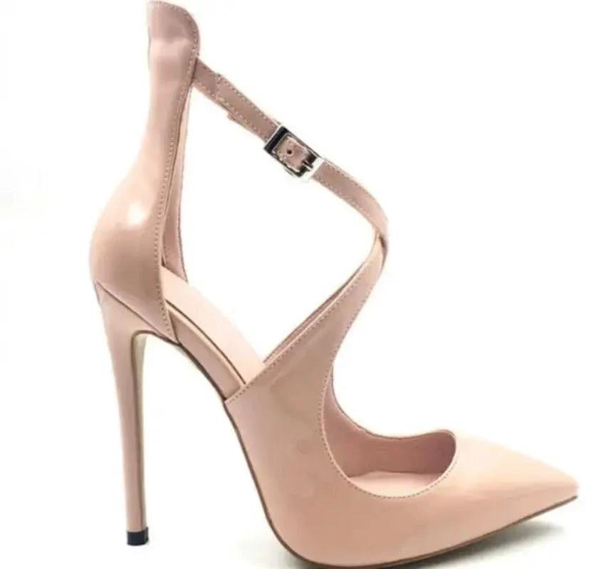 Women's Shoes Cross Strap Stiletto Heel by GJG Denim