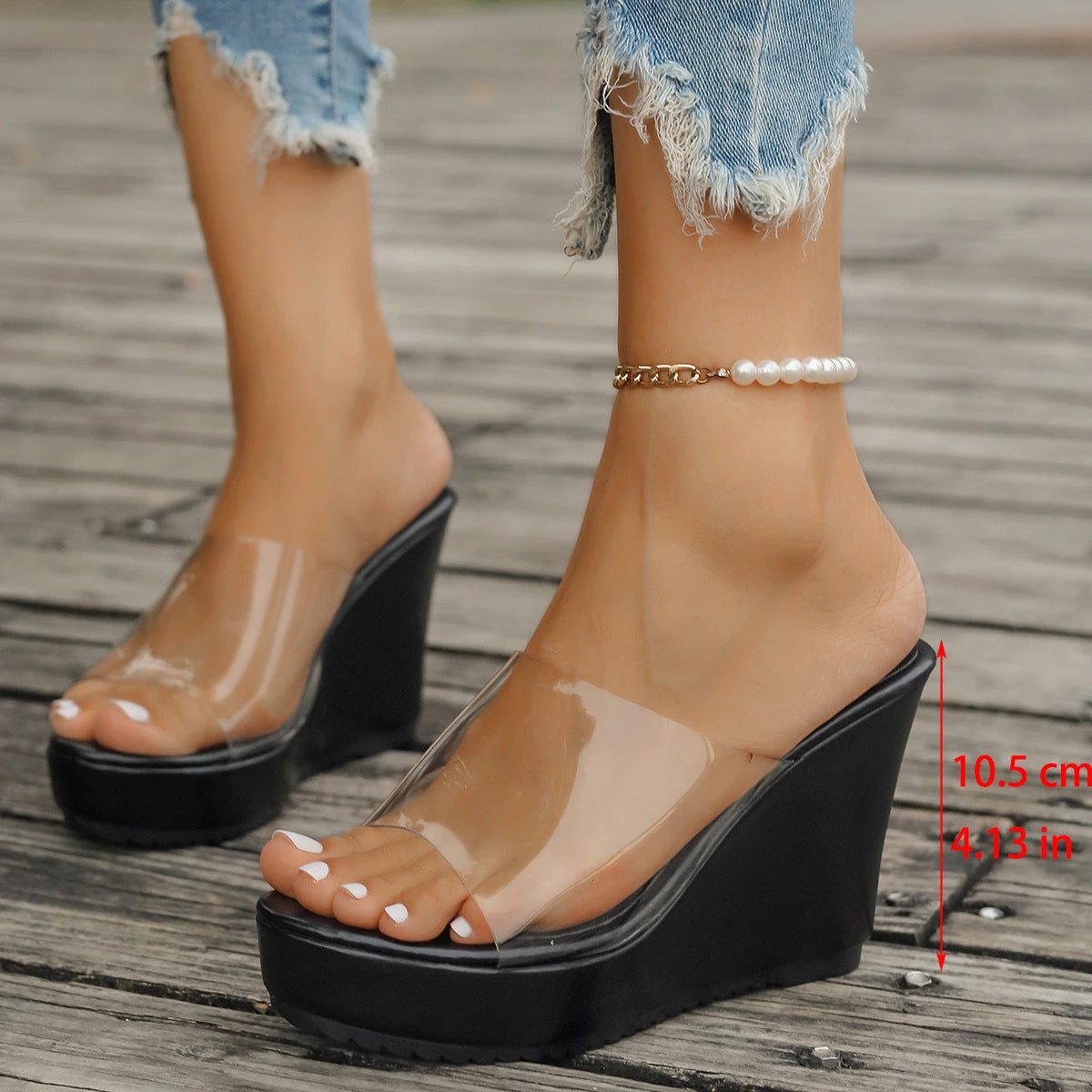 Fashion Wedge Transparent Sandals by GJG Denim