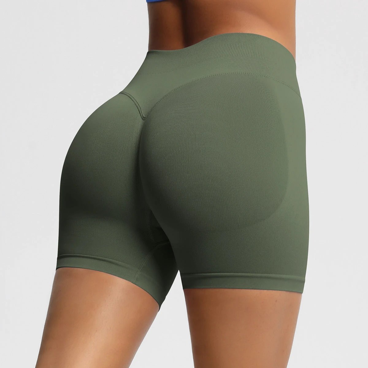 Seamless Three-section Waist Fitness Shorts Women's High Top Sports Yoga Shorts by GJG Denim
