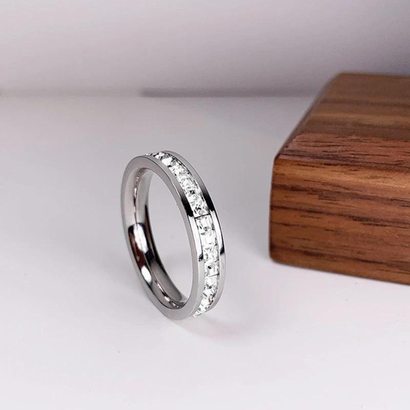 INS Rings Titanium Steel Couple Single And Double Row rhinestone Ring by GJG Denim