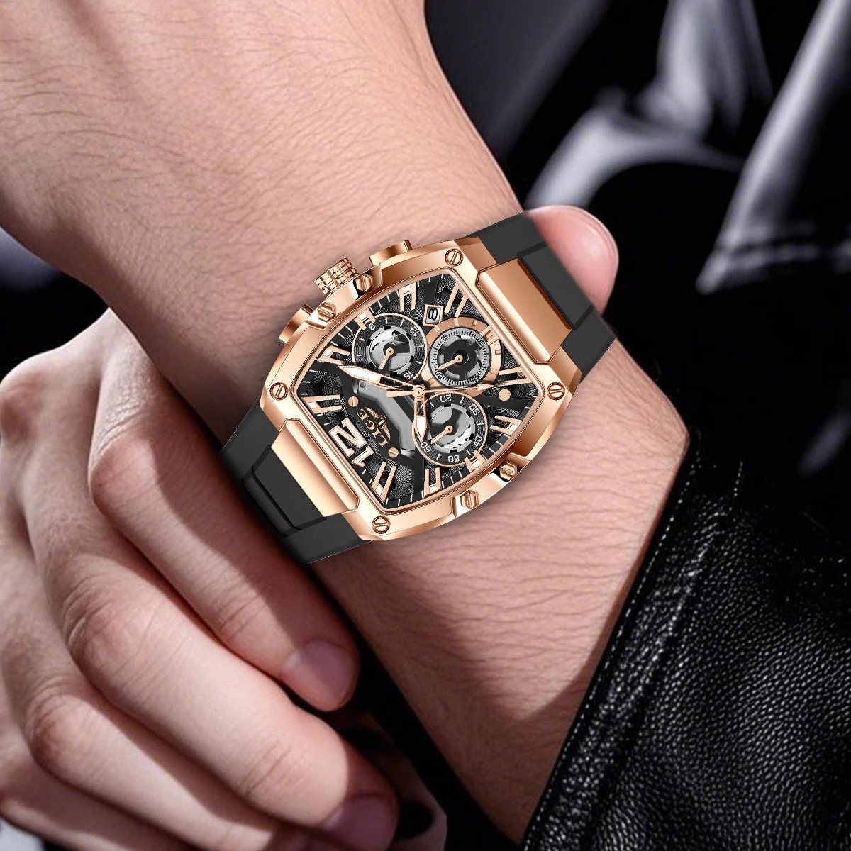 Men's Sports Multifunctional Waterproof Luminous Calendar Watch by GJG Denim