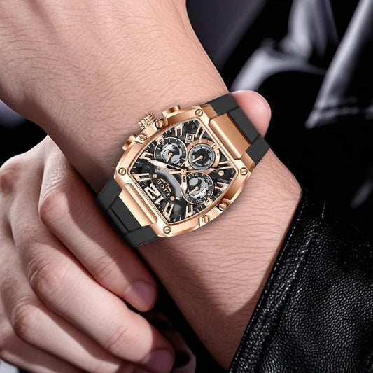 Men's Sports Multifunctional Waterproof Luminous Calendar Watch by GJG Denim