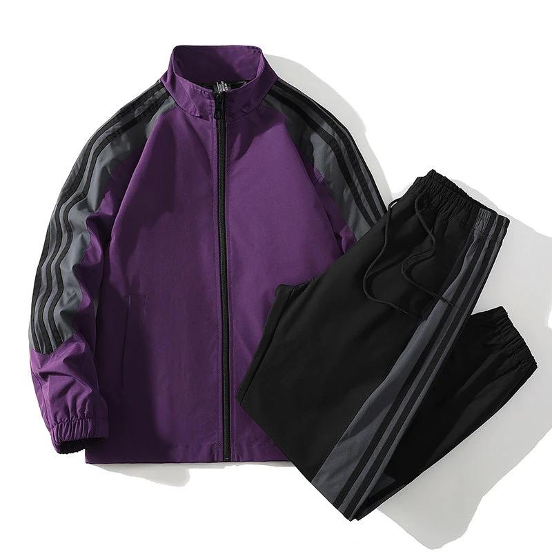 Sports Men's Trendy Handsome Casual Stand Collar Top And Trousers Two-piece Set by GJG Denim