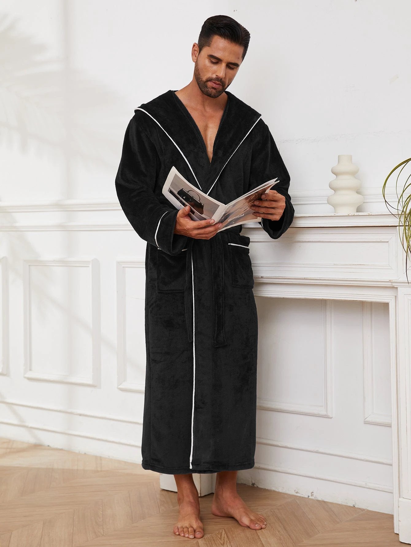 Fashion Men's Flannel Bathrobe Pajamas Women by GJG Denim