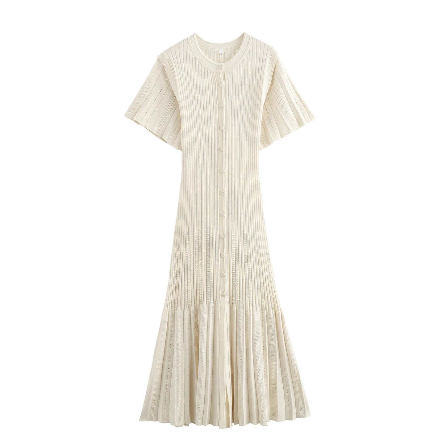 Women's Clothing Fashionable Knitted Single Row Dress by GJG Denim