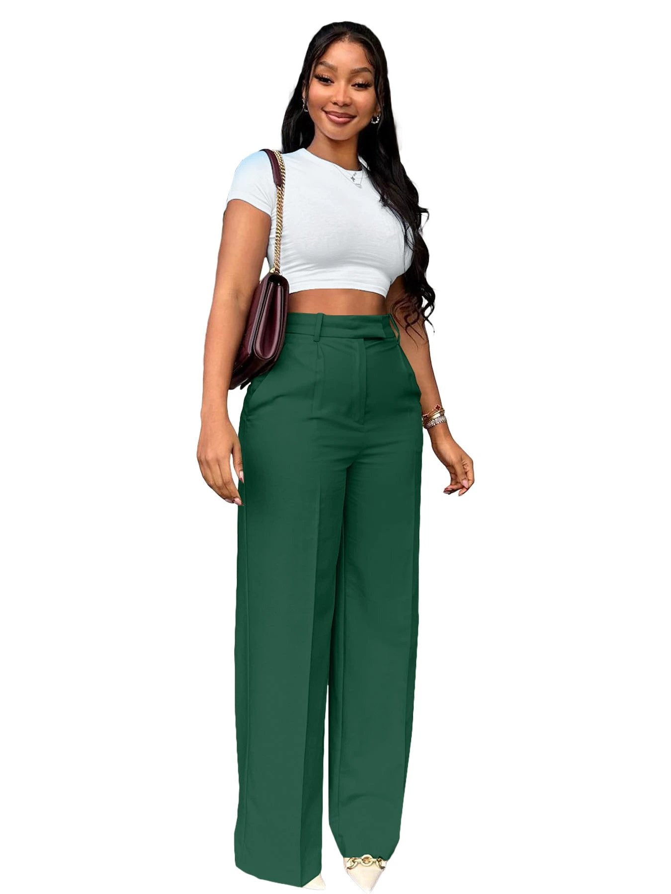 Women's High Waist Straight-leg Wide-leg Pants by GJG Denim