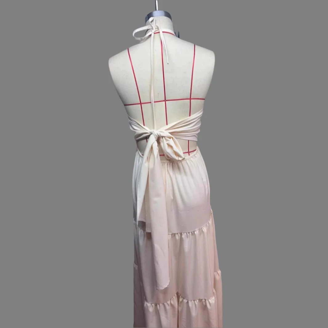 Halter Flowy Maxi Dress Tie back by GJG Denim