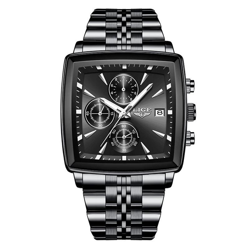 Men's Large Dial Square Watch by GJG Denim